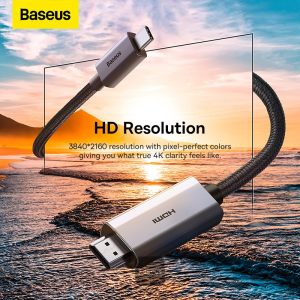 48 WKGQ010201 Baseus High Definition Series Graphene Type-C to HDMI 4K Adapter Cable 3m Black