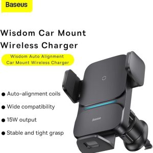 Baseus Wisdom Auto Alignment Car Mount Wireless Charger(QI 15W) (Air Outlet base)