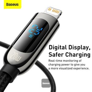 Baseus Display Fast Charging Data Cable Type-C  to IP 20W 2m Black