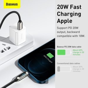 Baseus Display Fast Charging Data Cable Type-C  to IP 20W 2m Black