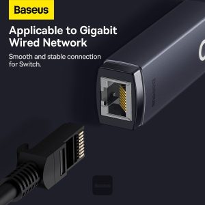 Baseus Lite Series Ethernet Adapter Type-C to RJ45 LAN Port (100Mbps Aluminum Alloy) Grey