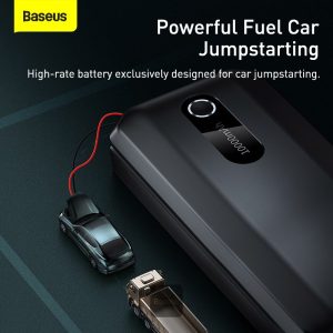 Baseus Super Energy Air Car Jump Starter Built-in 10000mAh Power Bank 1000A Max Peak Current 12V Car Jump Starter (Up to 4.0L Gas, 2.5L Diesel Engines) Emergency Portable Phone Charger Black