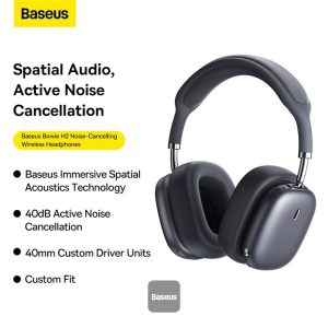 Baseus Bowie H2 Noise-Cancelling Wireless Headphone Bluetooth 5.2 Game Music Over-Ear Headset - Grey