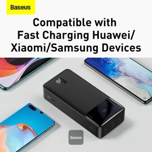 Baseus Bipow Digital Display Power Bank 20000mAh 15W Black Overseas Edition (With Simple Series Charging Cable USB to Micro 25cm Black