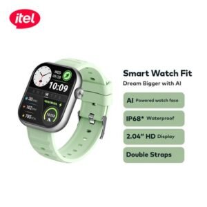 itel Smart Watch Fit O20 2.04" HD Display IP68 AI-Powered Green & Silver