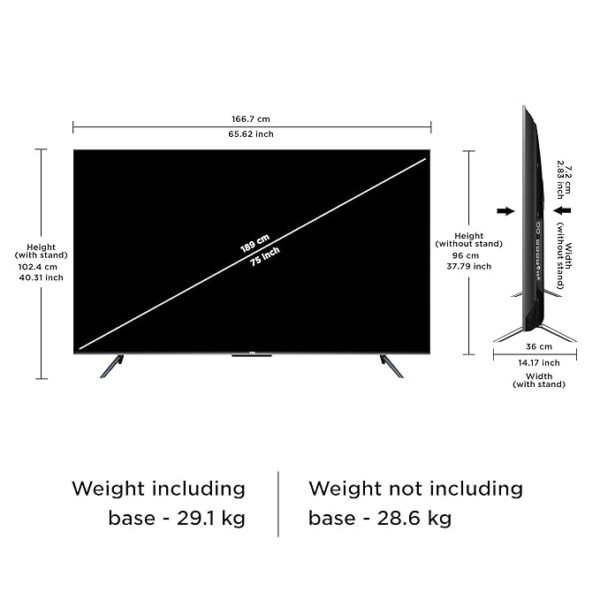 TCL 189 cm 75 inches 4K Ultra HD Smart QD-Mini LED Google TV 75C755 Black - Image 2