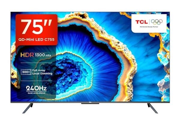 TCL 189 cm 75 inches 4K Ultra HD Smart QD-Mini LED Google TV 75C755 Black